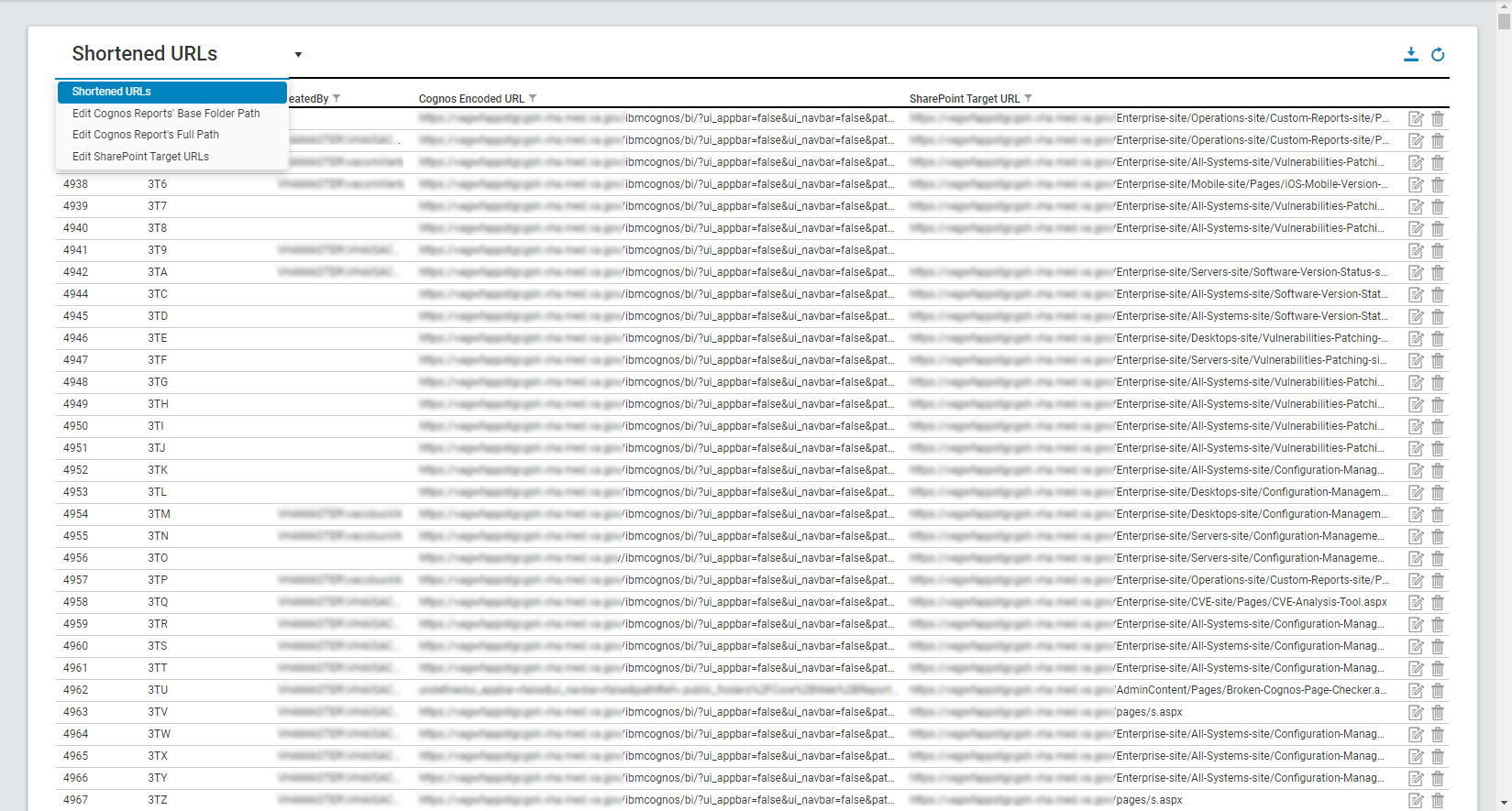 Shortened URL Error Management application demo image 2 in carousel